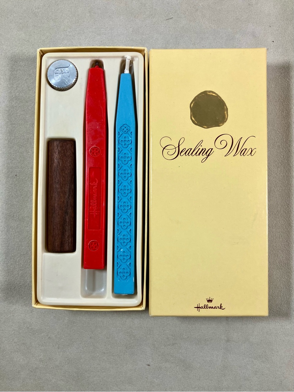 Vintage Hallmark Sealing Wax, Wood Handle, "J" Seal MCM